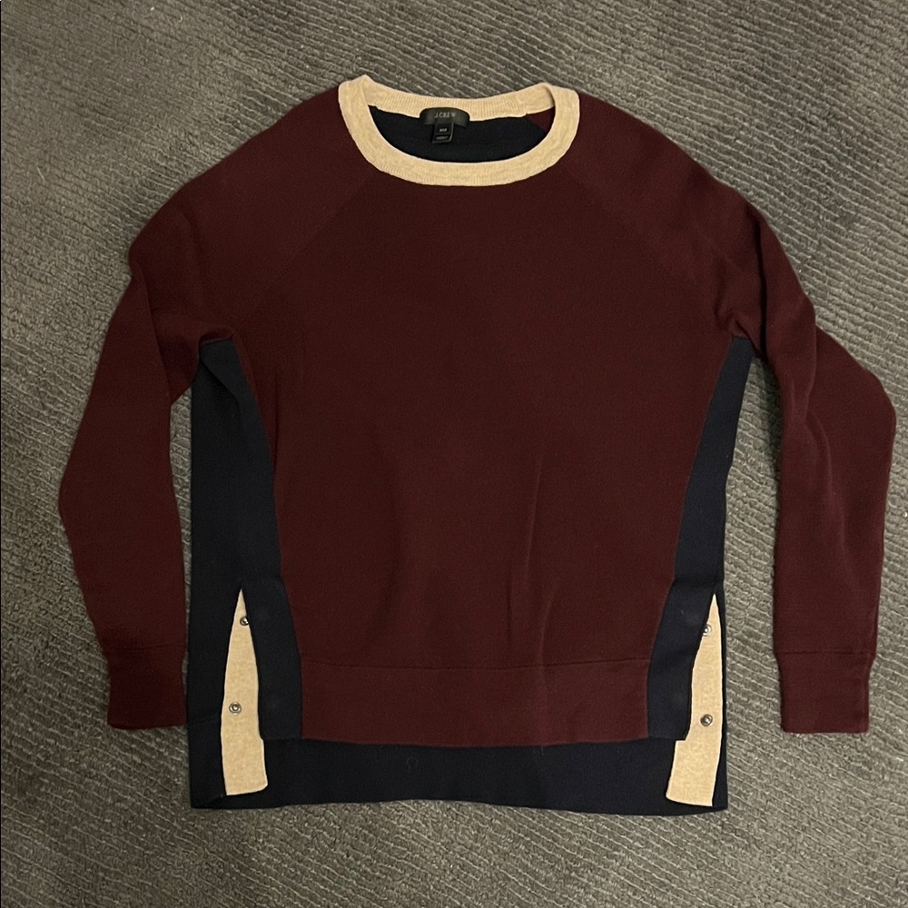 Women’s J. Crew color block  Crew Neck Sweater with side detail